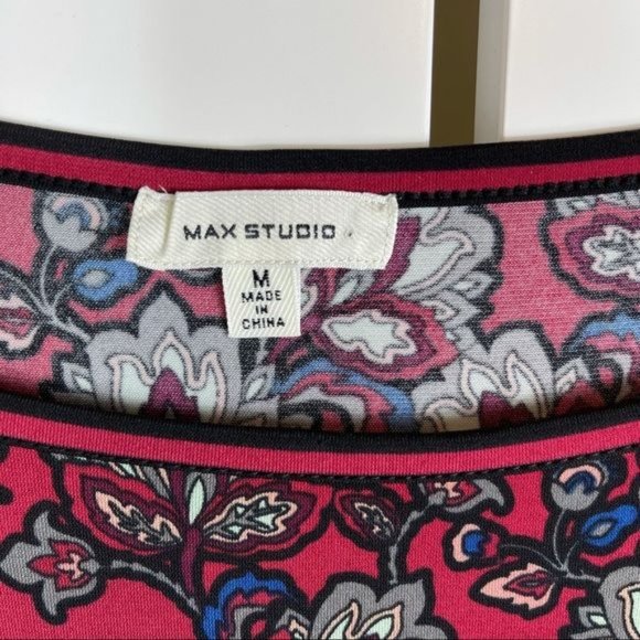 Max Studio Red Floral Shift Dress Size Medium - Picture 5 of 7